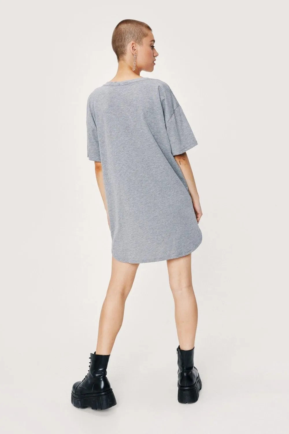 Slouchy V Neck Mini T-Shirt Dress