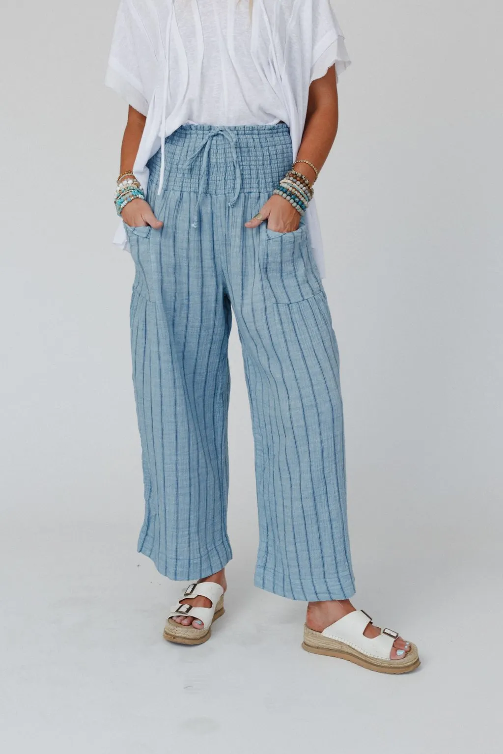 Solana Striped Pants - Blue