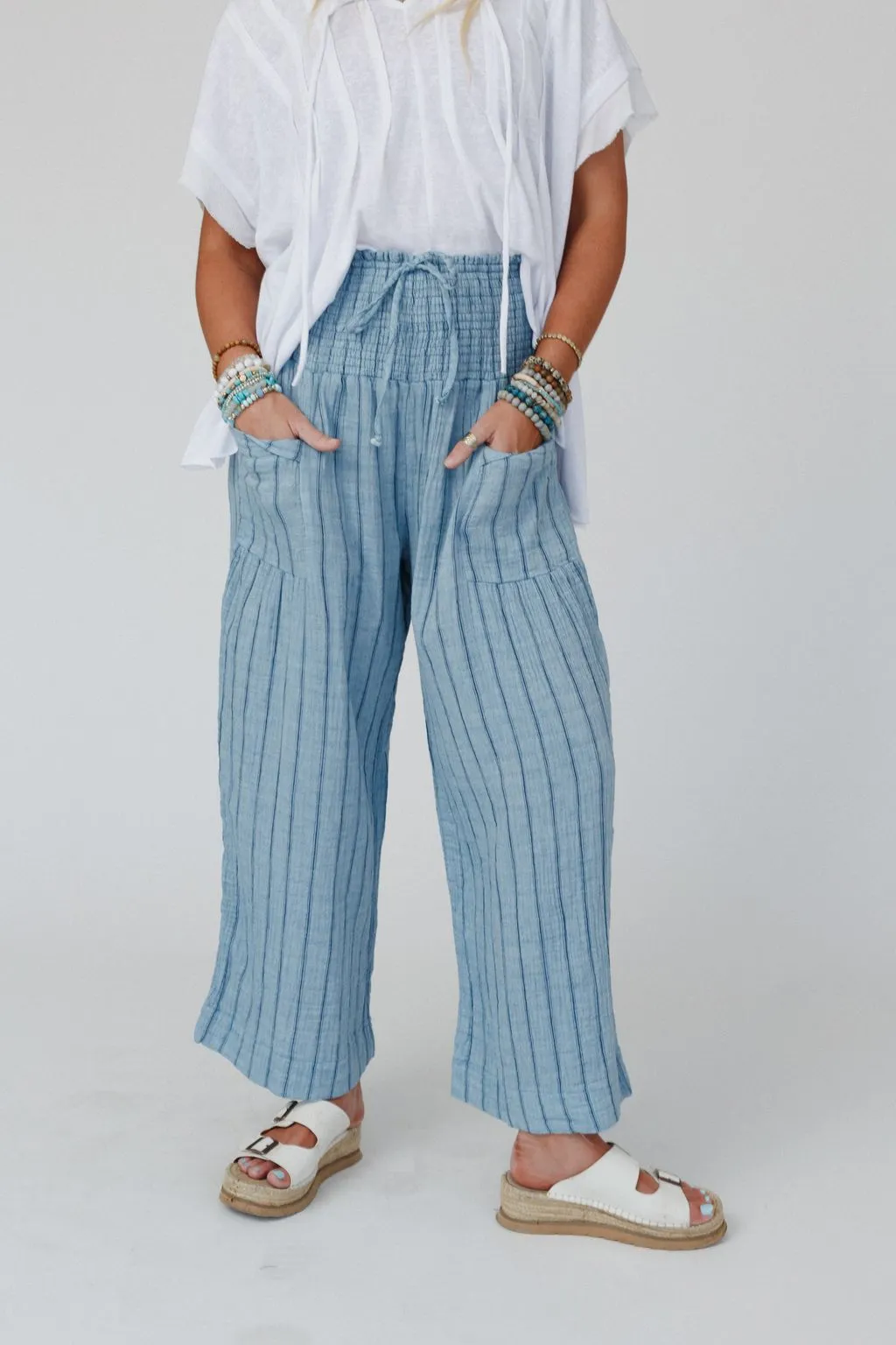 Solana Striped Pants - Blue