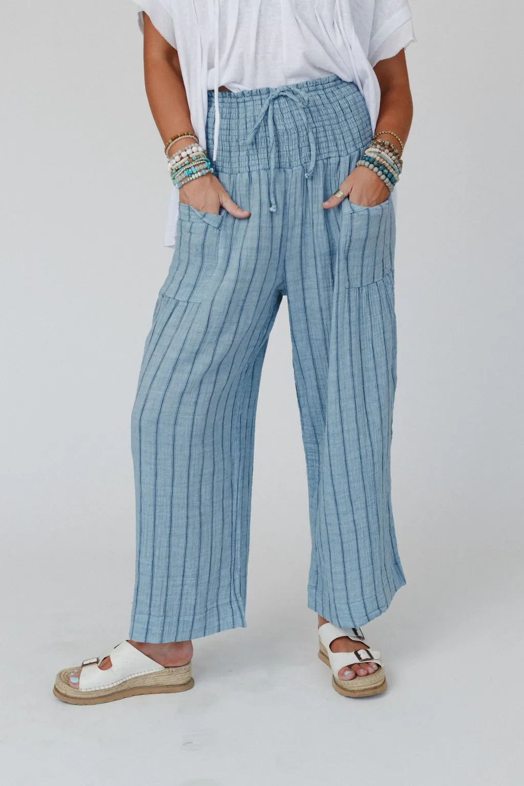 Solana Striped Pants - Blue