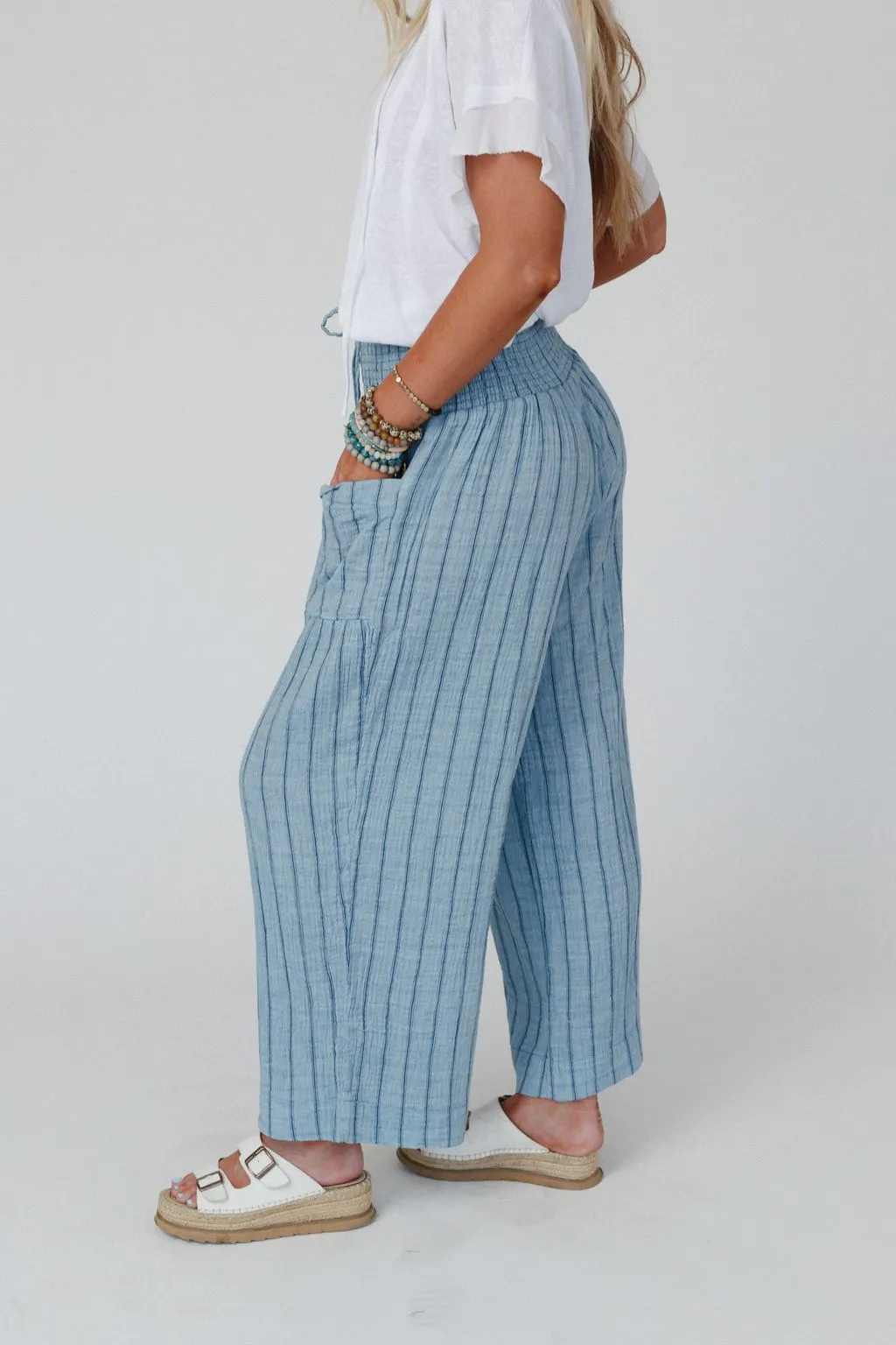 Solana Striped Pants - Blue