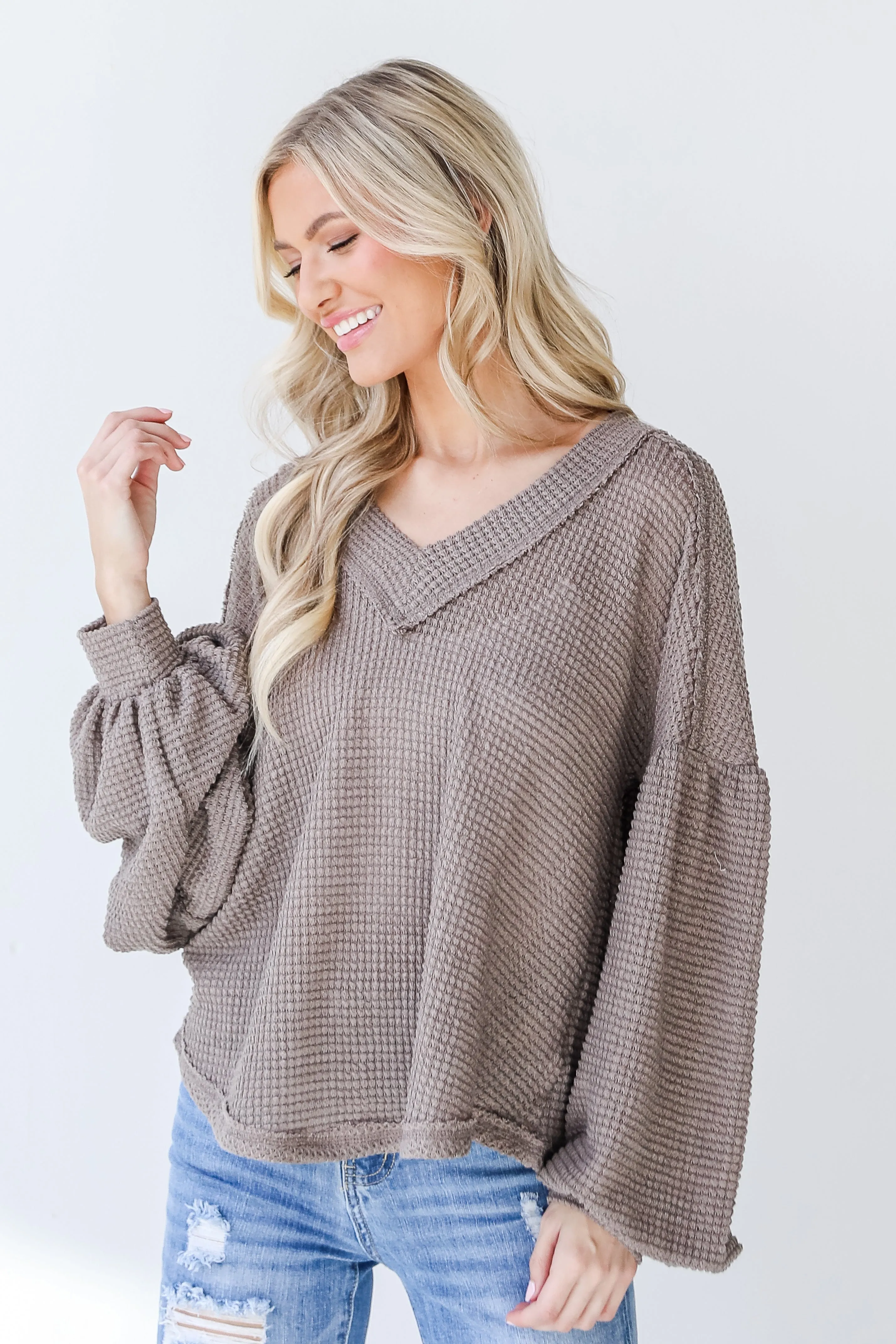 Something In The Air Waffle Knit Top