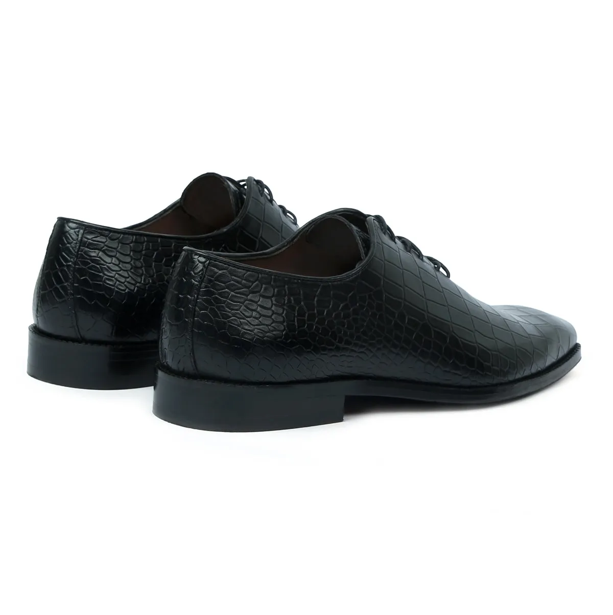 Specially Crafted Combo For T-20 World Cup Team India's Formal Attire Croco Textured Black Genuine Leather Oxford Lace-up Shoe With New Buckle Belt