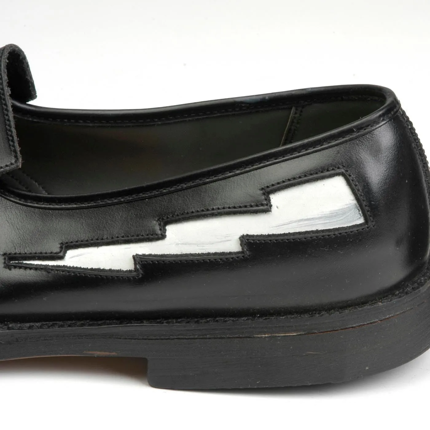 sz 11 Deadstock 1950s Men's Rockabilly Loafers with White Lightning Bolts