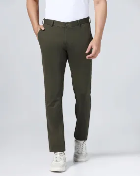 TechPro Slim Fit B-91 Casual Olive Solid Khakis - Ziea