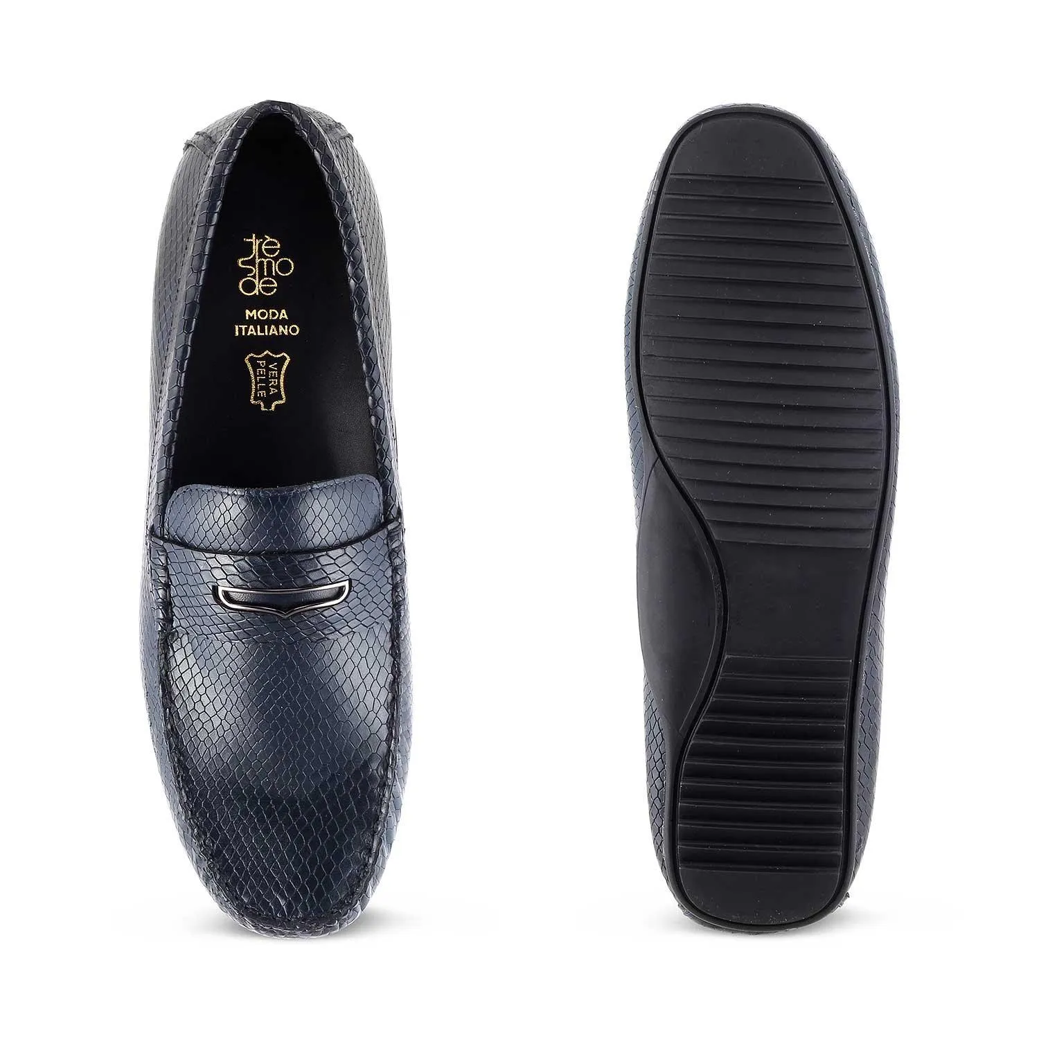 The Astro Blue Men's Leather Loafers Tresmode