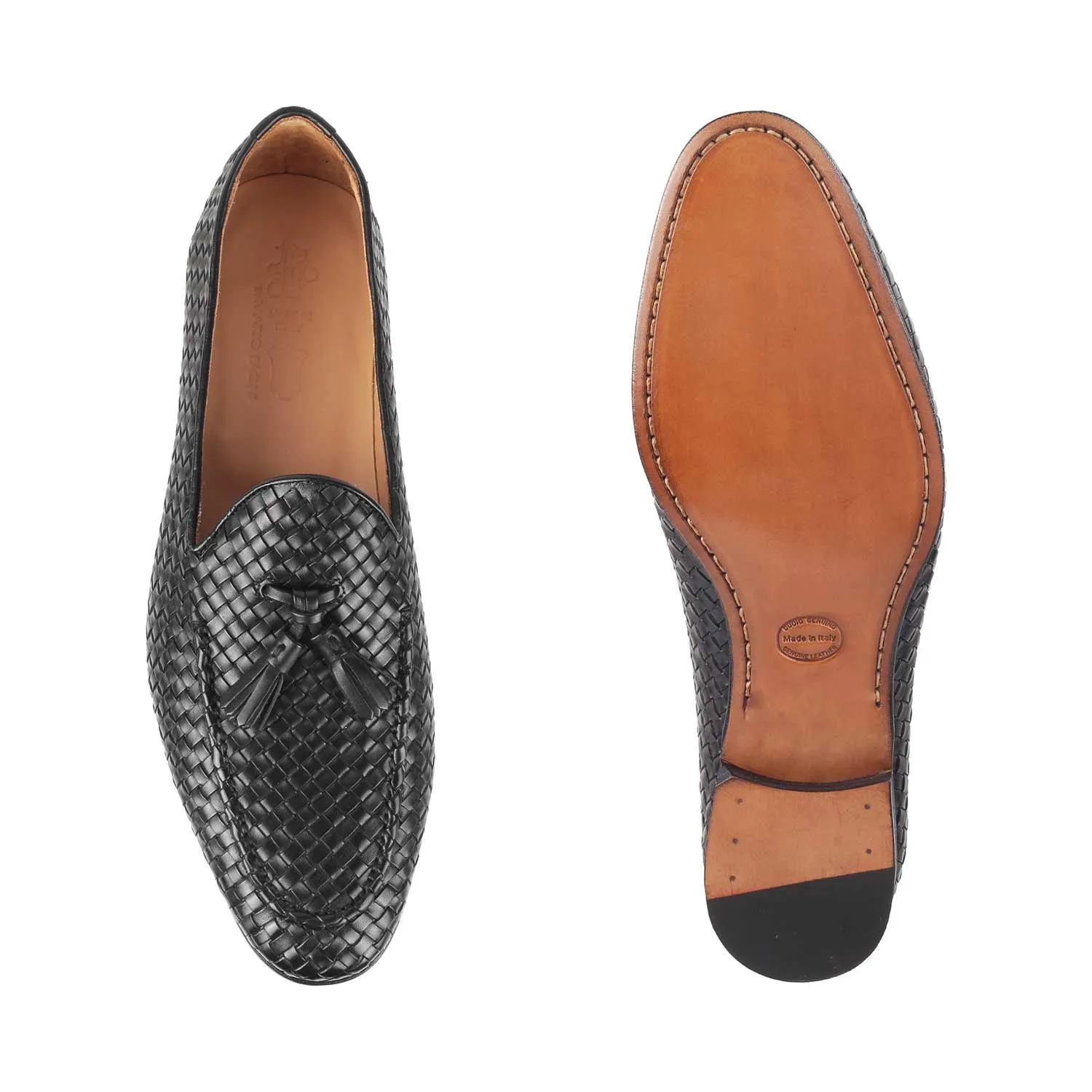 The Brucato Black Men's Handcrafted Leather Loafers Tresmode