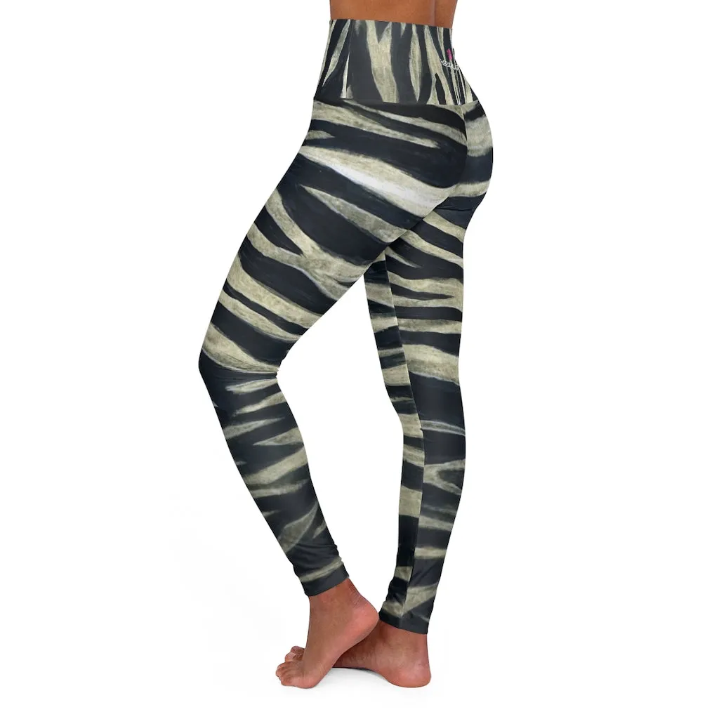 Tiger Striped Yoga Tights, Animal Print Best Designer High Waisted Yoga Leggings-Made in USA