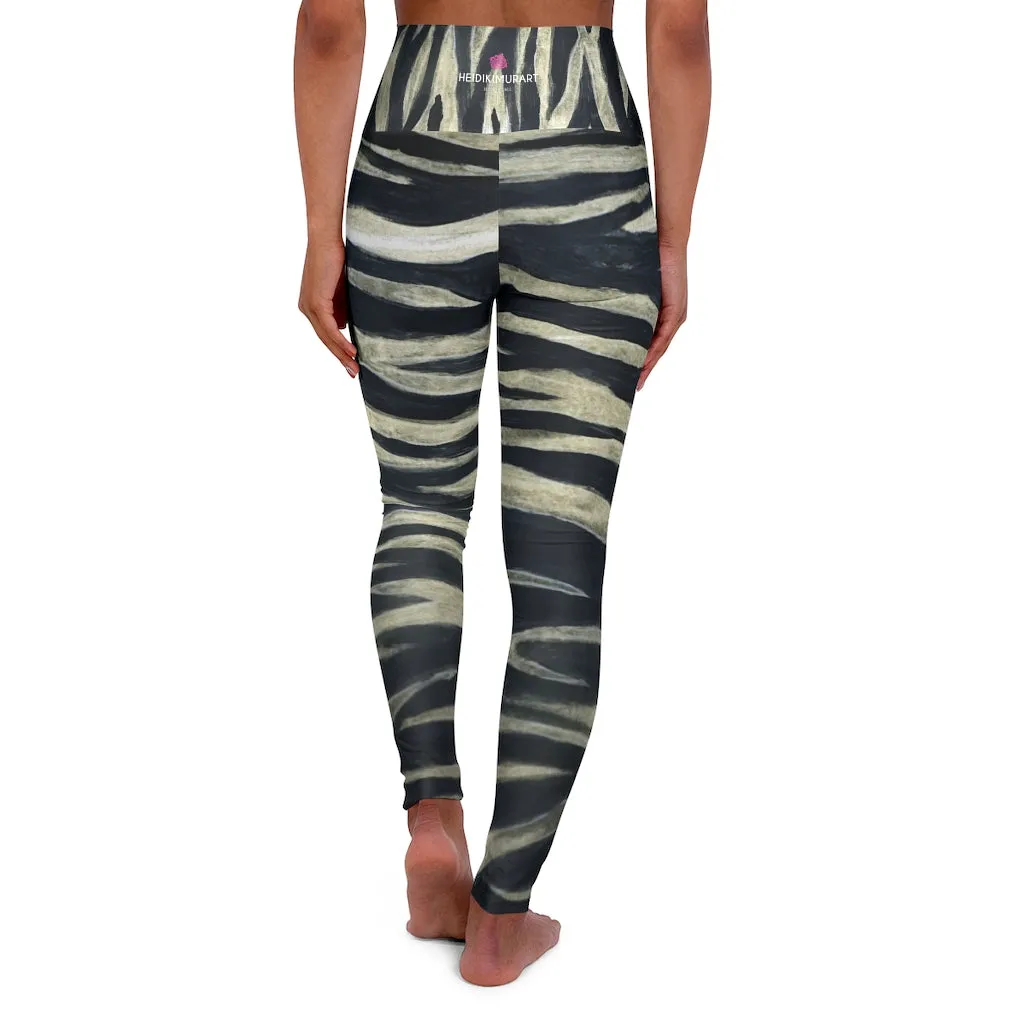 Tiger Striped Yoga Tights, Animal Print Best Designer High Waisted Yoga Leggings-Made in USA