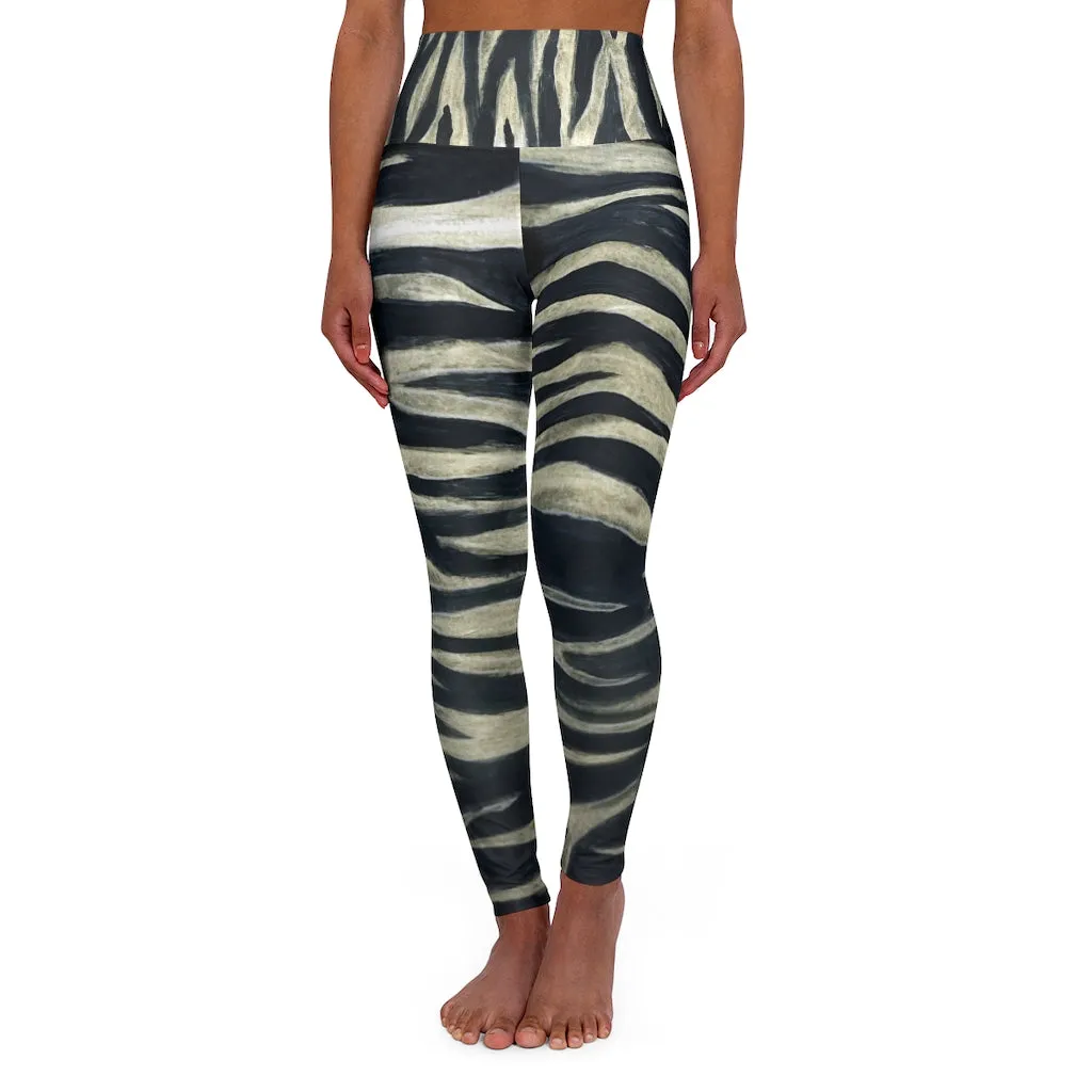 Tiger Striped Yoga Tights, Animal Print Best Designer High Waisted Yoga Leggings-Made in USA