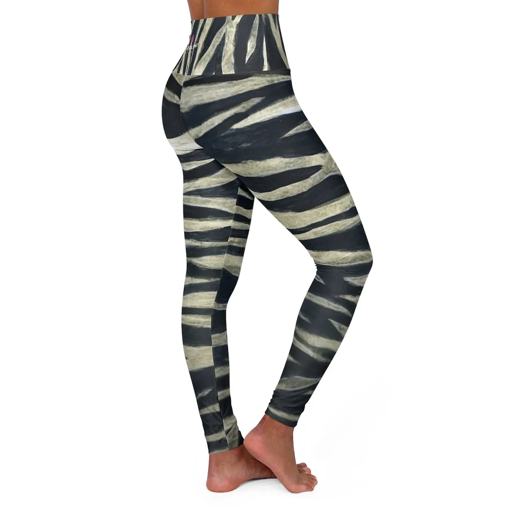 Tiger Striped Yoga Tights, Animal Print Best Designer High Waisted Yoga Leggings-Made in USA