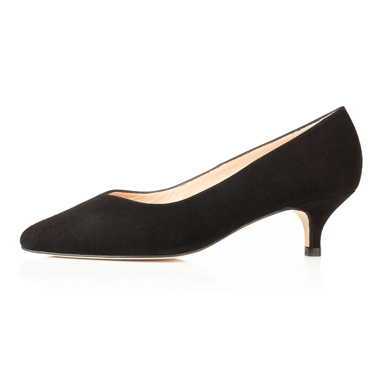 Tilda Extra-Wide Fit Kitten Heels - Black Suede