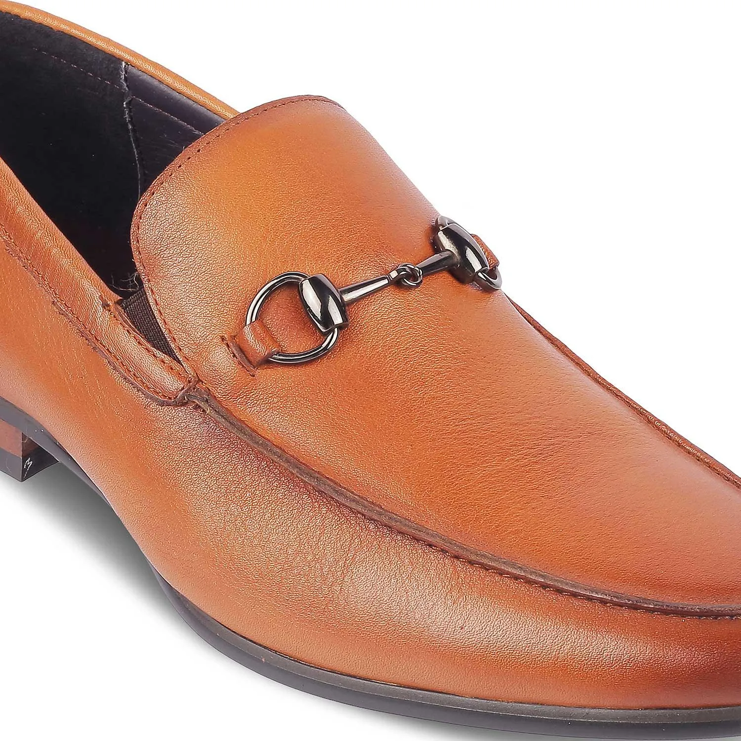 Tresmode Neslip Brown Men's Leather Horse-bit Loafers