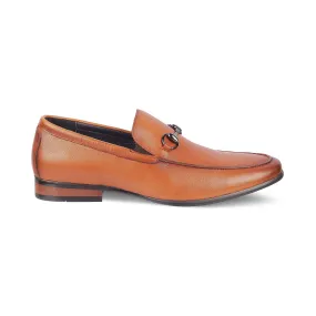 Tresmode Neslip Brown Men's Leather Horse-bit Loafers