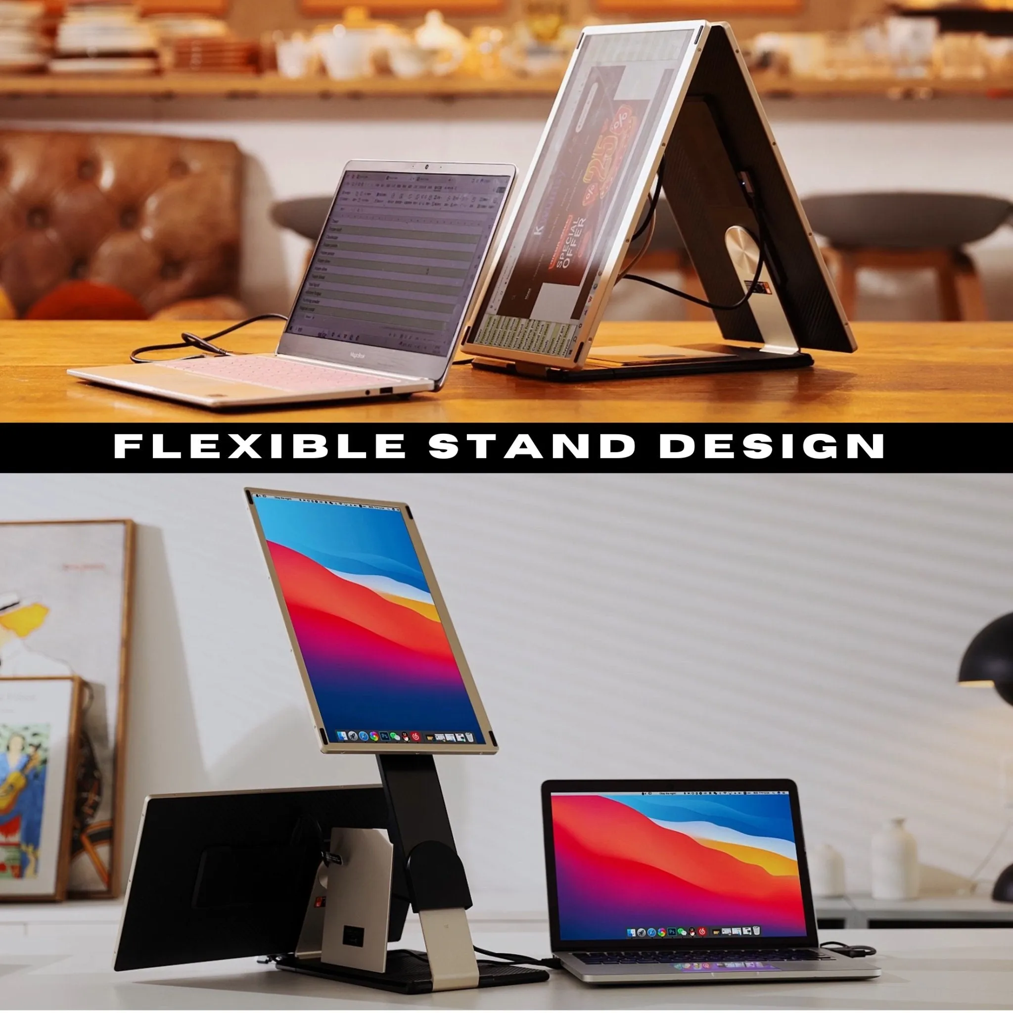 TUTT 15.6" FHD Dual Portable Laptop Monitor Screen Extender For All Devices | 7 Multiple Positions | S6 Triple Screens | Technical Support in 90 Min