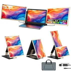 TUTT 15.6" FHD Dual Portable Laptop Monitor Screen Extender For All Devices | 7 Multiple Positions | S6 Triple Screens | Technical Support in 90 Min