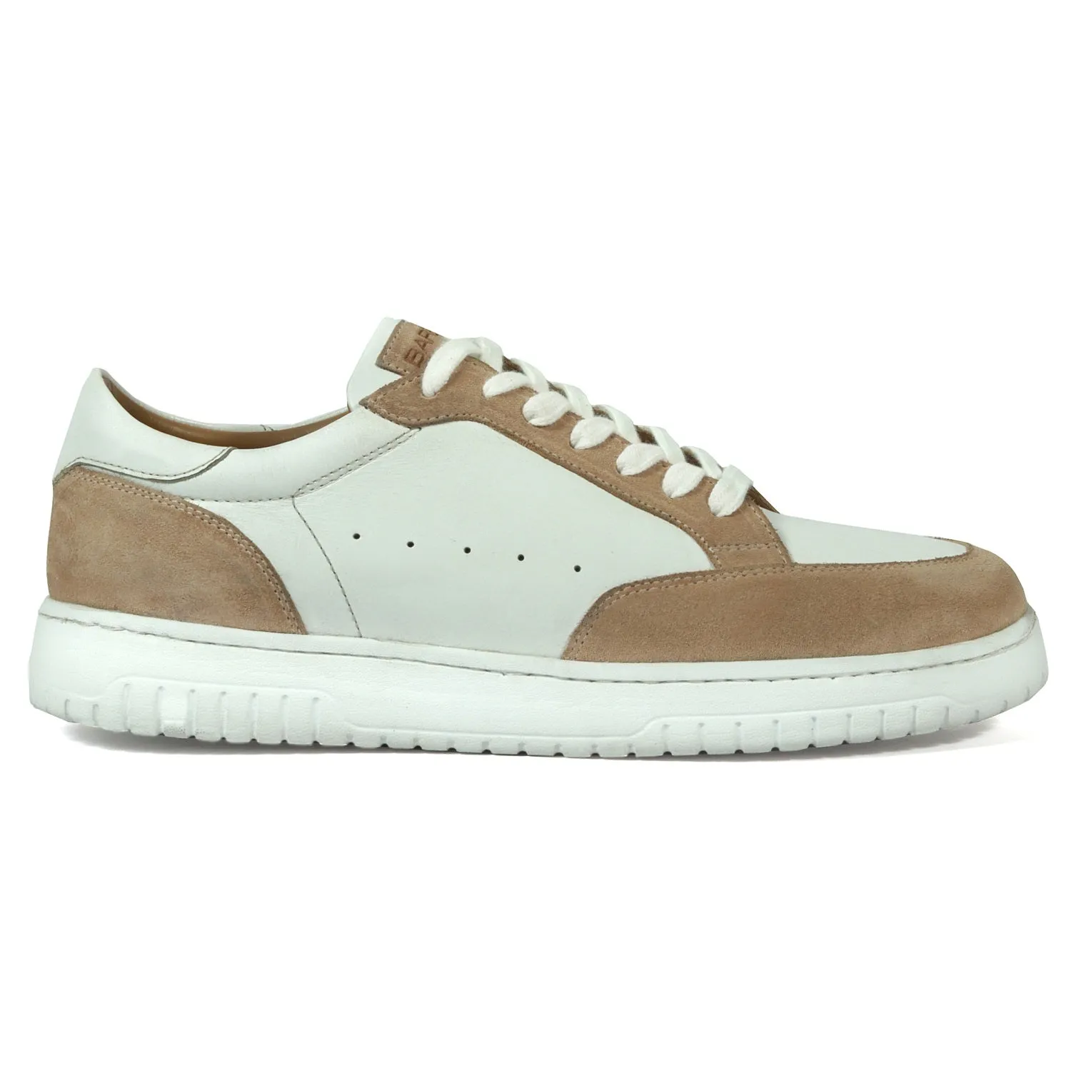 Unique Combination Low-Top Sneakers in Beige Suede Leather with Light Weight Lace-Up Closure