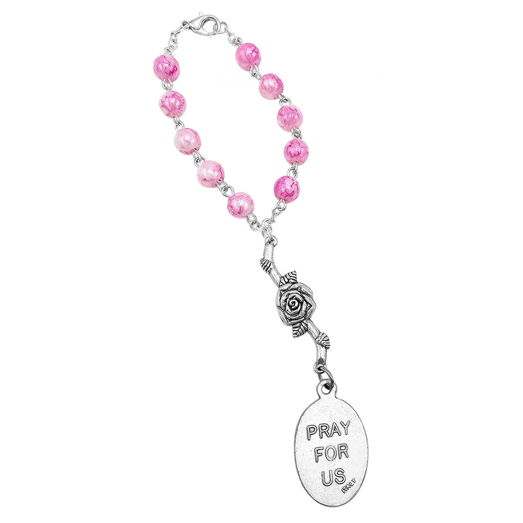 Uplifting Blessings One Decade Pink Saint Rosary and Pray Card, St Agatha Breast Cancer