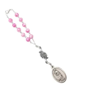 Uplifting Blessings One Decade Pink Saint Rosary and Pray Card, St Agatha Breast Cancer