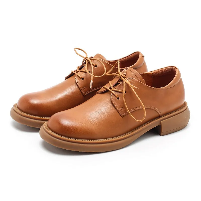 Vegetable Tanned Leather Derby Shoes Lace Up Oxfords in Brown/Khaki/Black