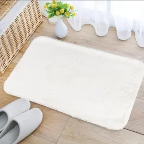 Velvet Plush Comfort White Room Mat (100% Anti-Slip)