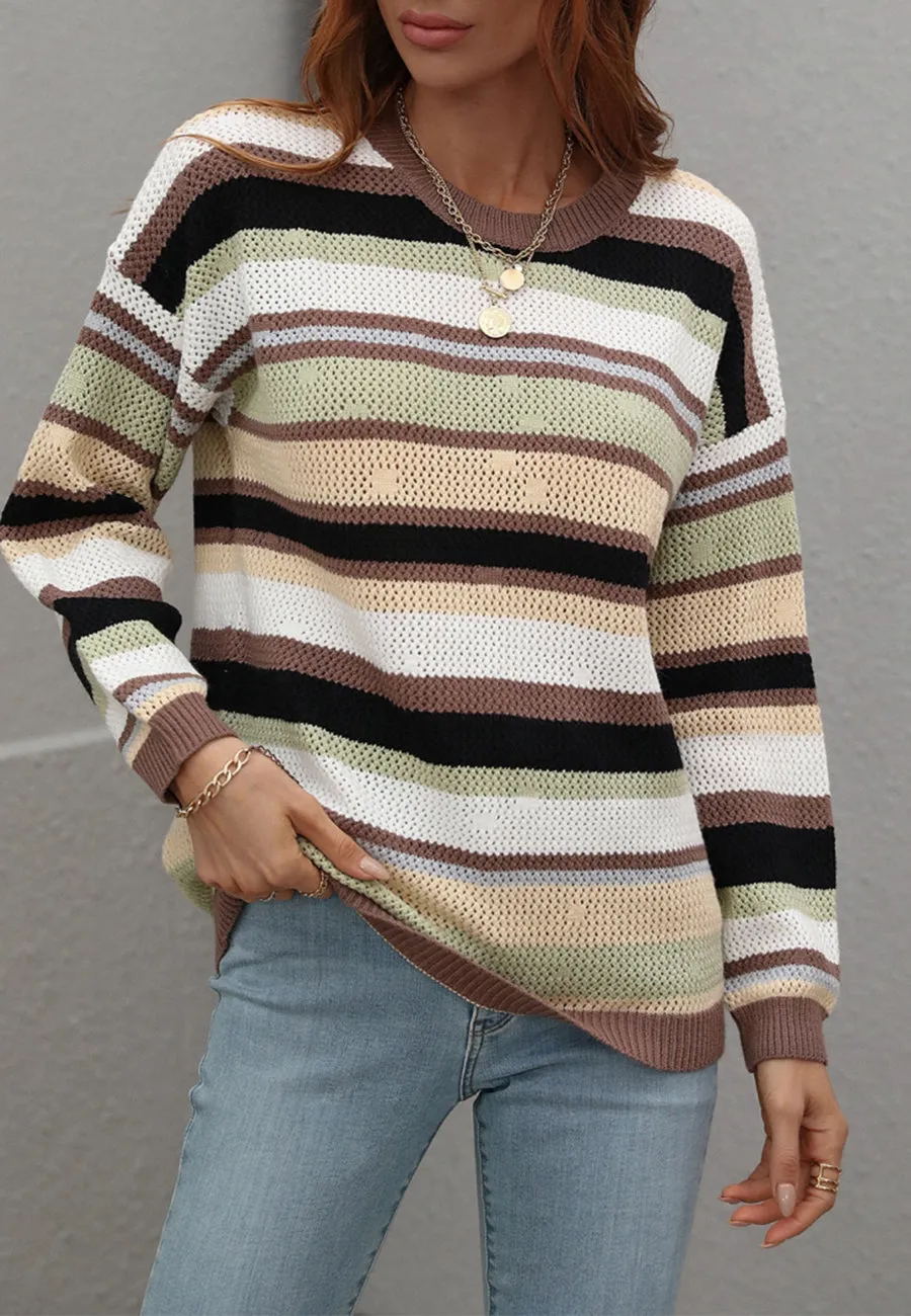 Vintage Striped Drop Shoulder Sweater