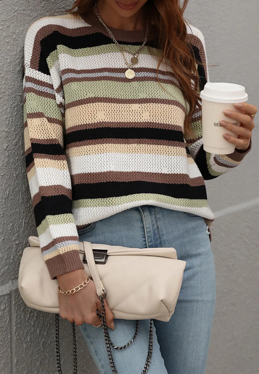 Vintage Striped Drop Shoulder Sweater