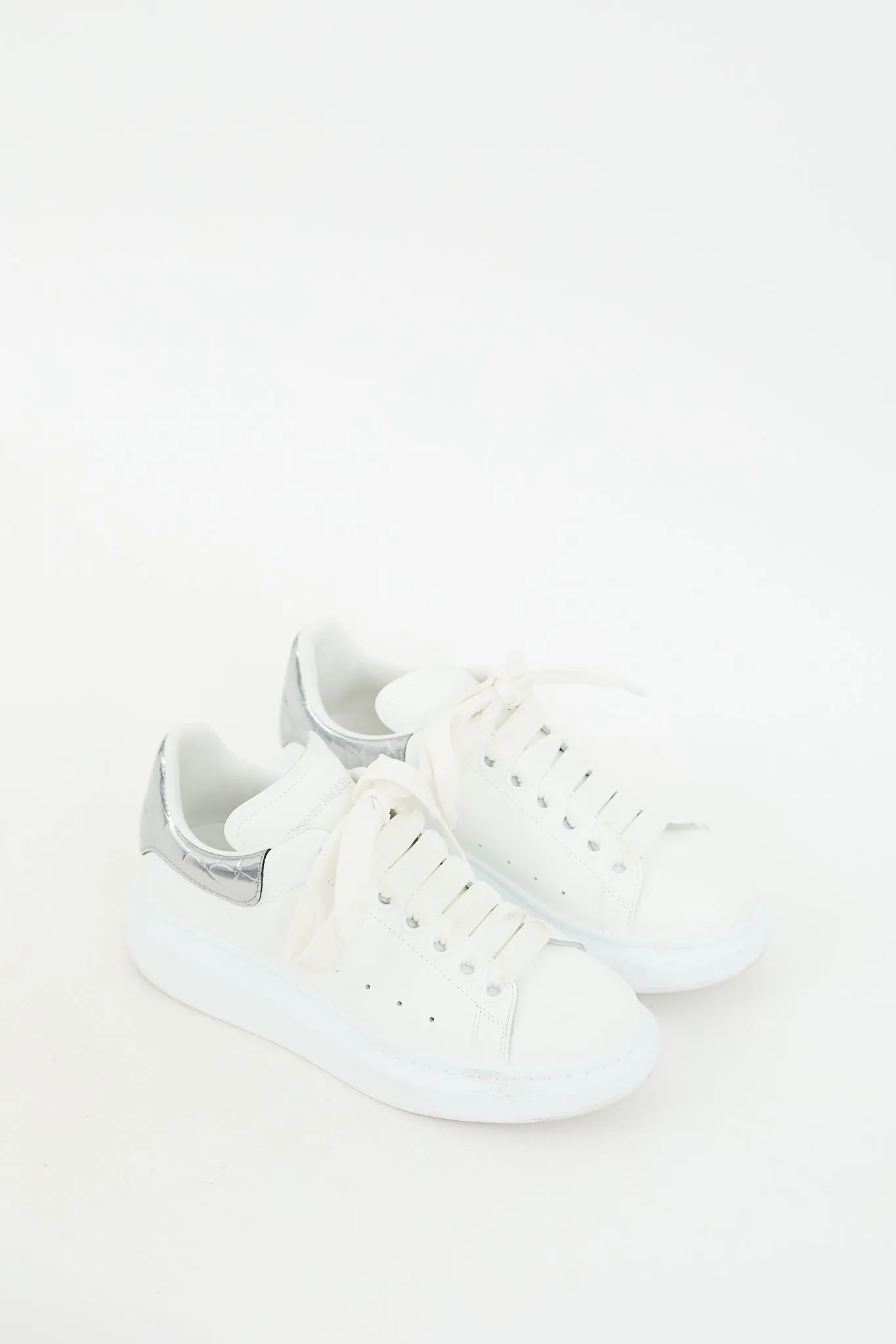 White & Silver Leather Oversized Sneaker