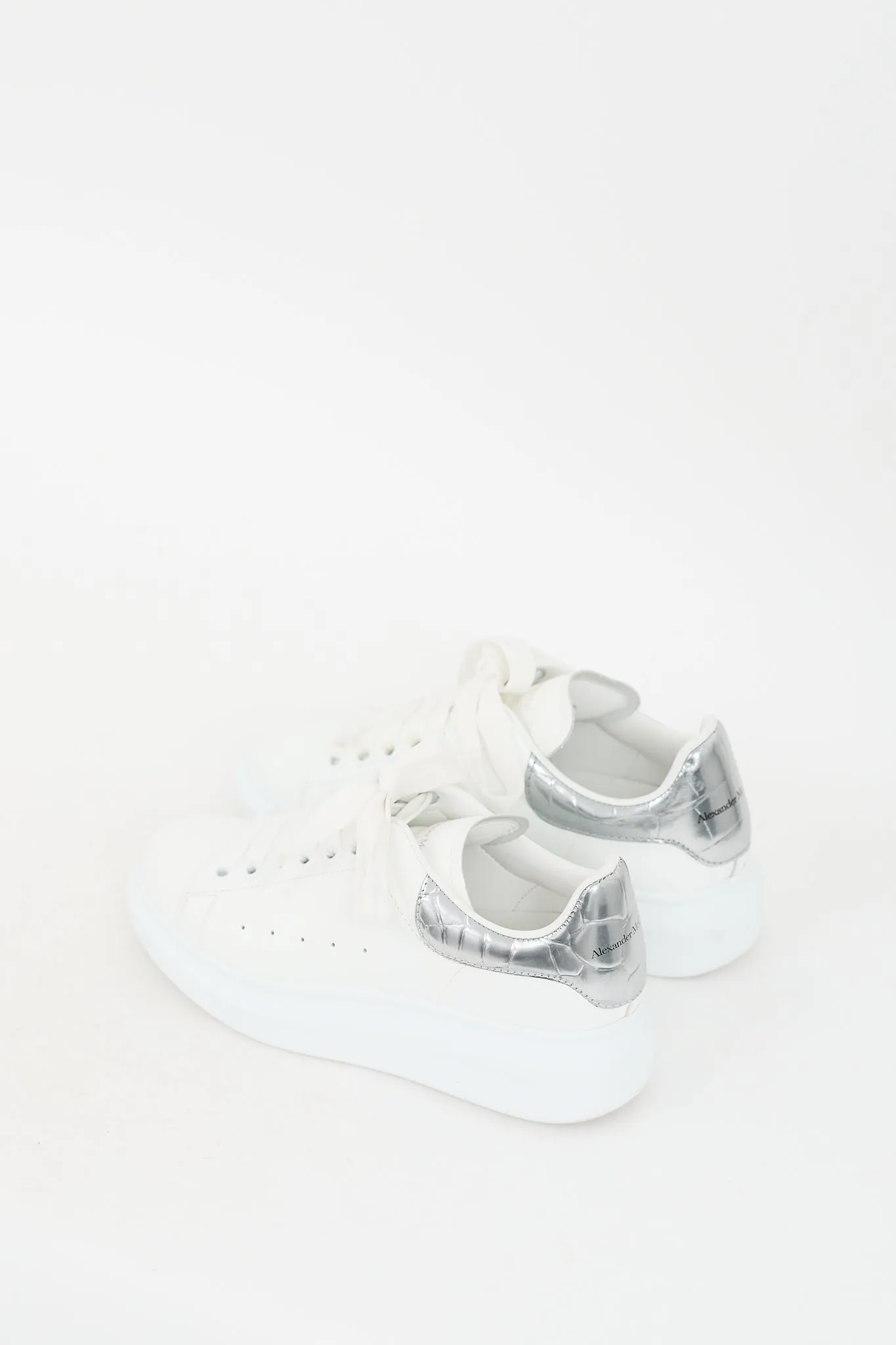 White & Silver Leather Oversized Sneaker