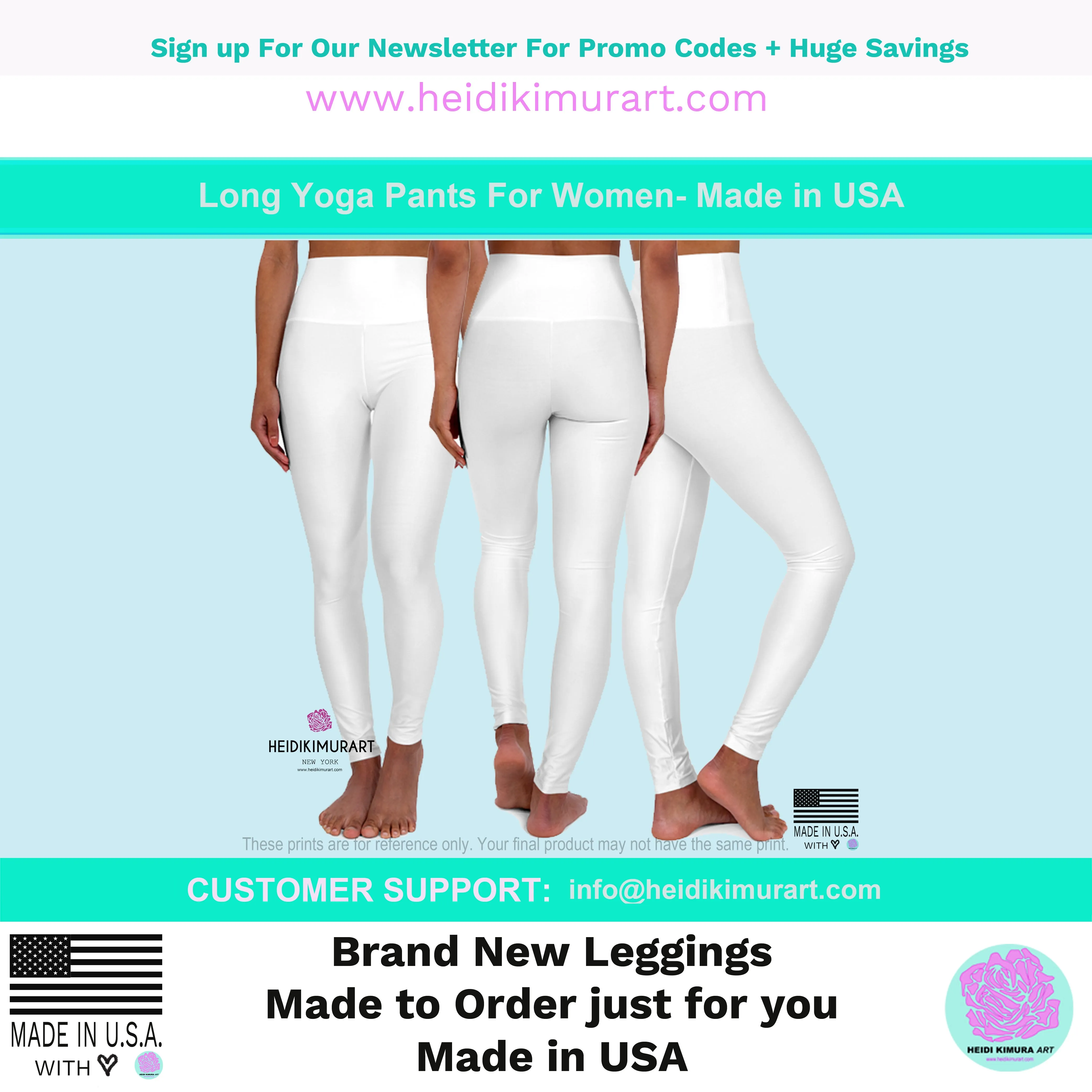 White Wavy Women's Tights, Modern Best Ladies High Waisted Yoga Leggings-Made in USA