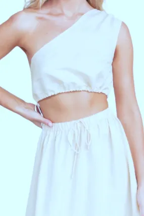 White Windy Drawstring Top