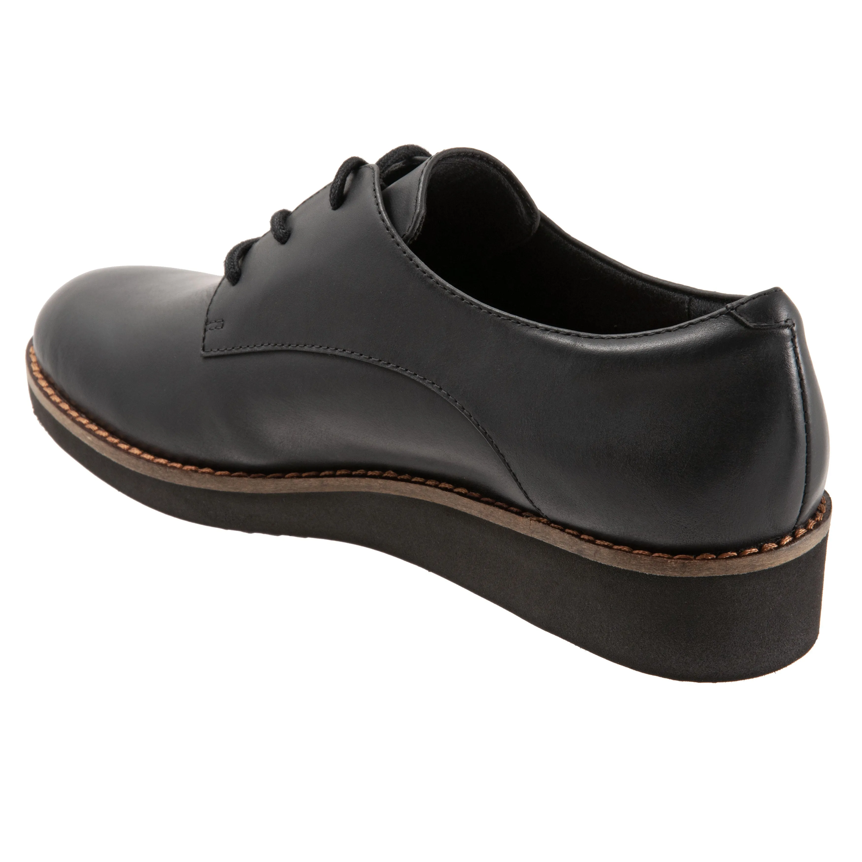 Willis 008 Black Leather Wedge Oxford Lace Up Shoes