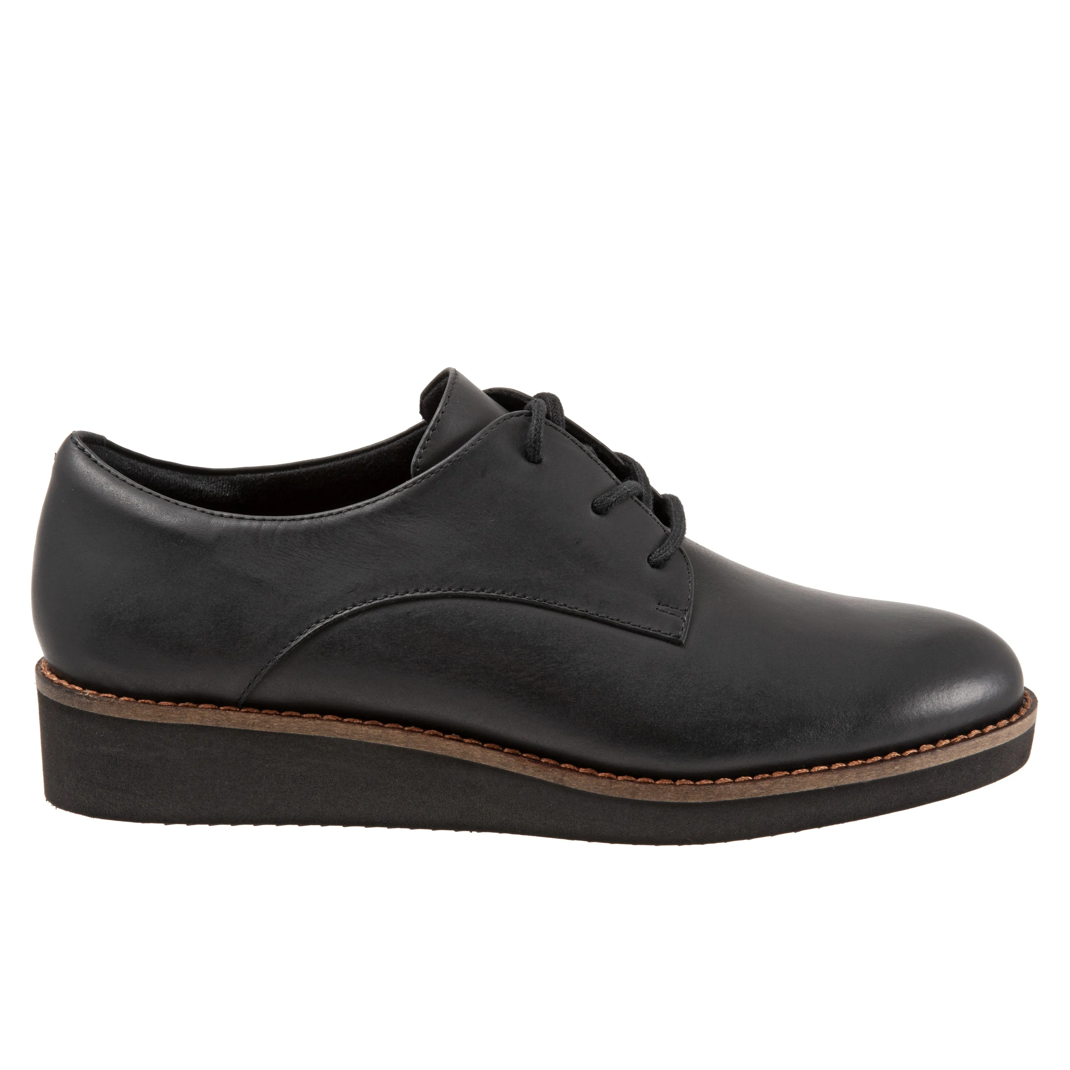 Willis 008 Black Leather Wedge Oxford Lace Up Shoes