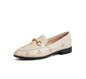 Women Classic Bee and Star Leather Loafers