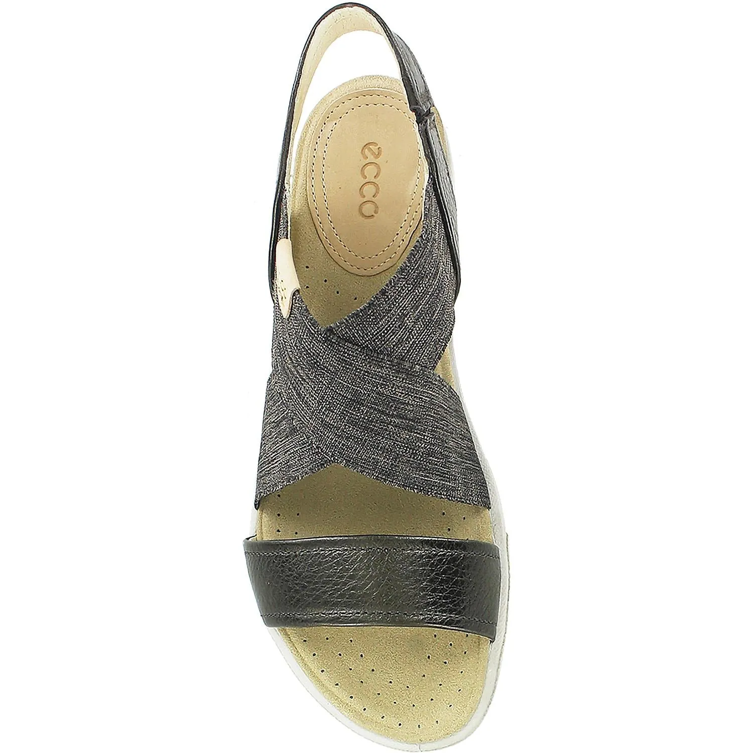 Women's Ecco Damara 2 Strap Licorice/Powder Leather/Elastic