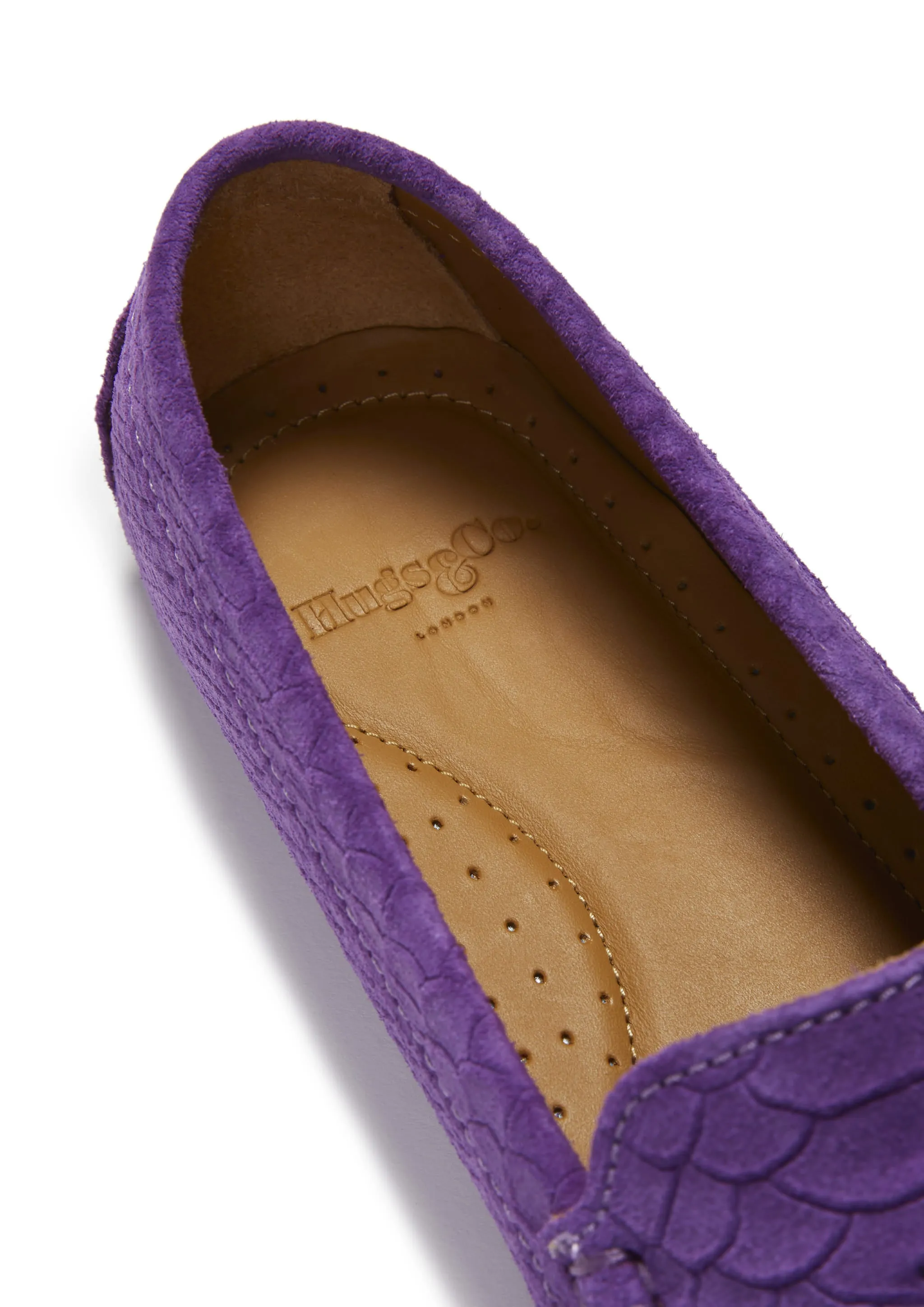 Women's Tasselled Driving Loafers, purple embossed suede