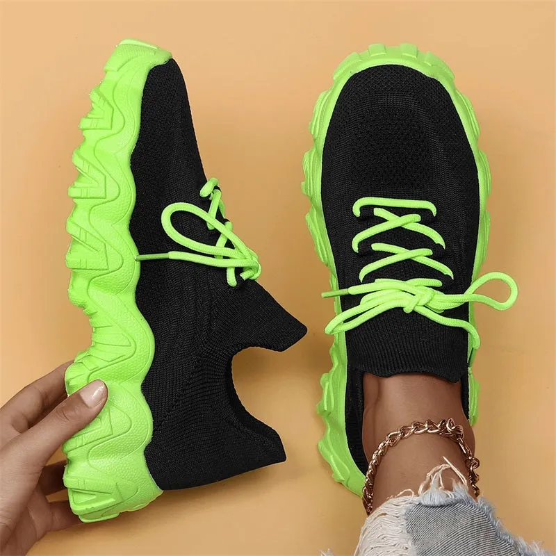 Women's Woven Mesh Lace-Up Fashion Sneakers