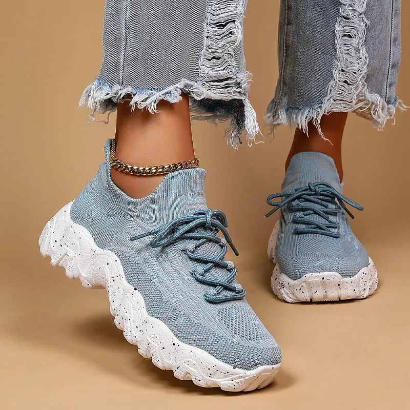 Women's Woven Mesh Lace-Up Fashion Sneakers