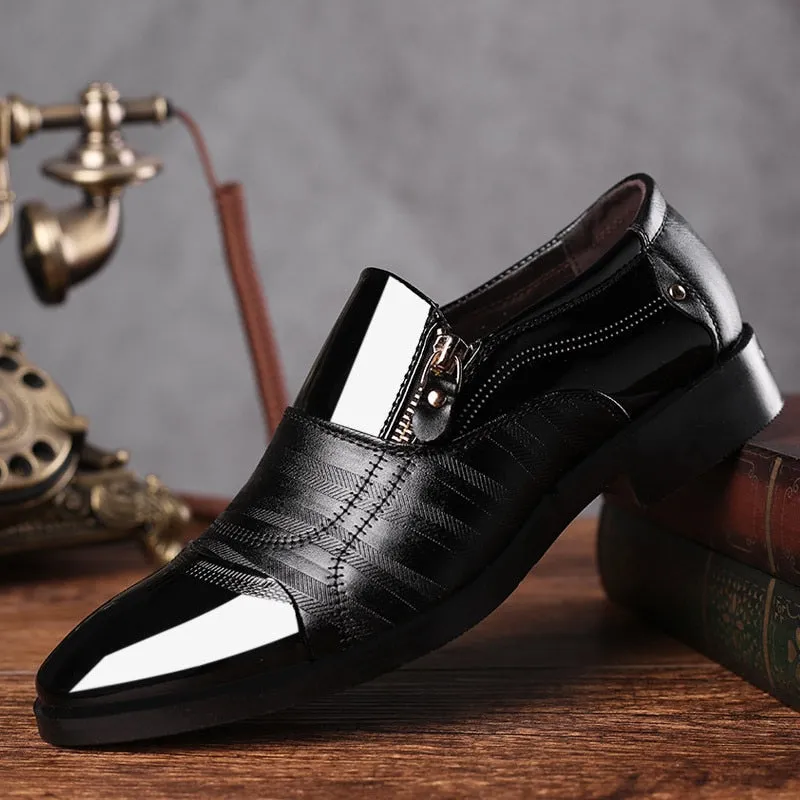 Yeknu Italian Black Formal Shoes Men Loafers Wedding Dress Shoes Patent Leather Oxford Shoes for Men's Leather Shoes